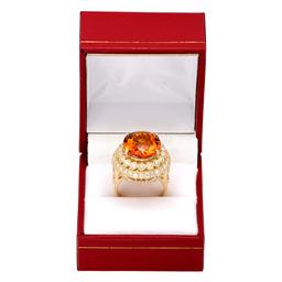 14k Yellow Gold 9.97ct Citrine 1.67ct Diamond Ring