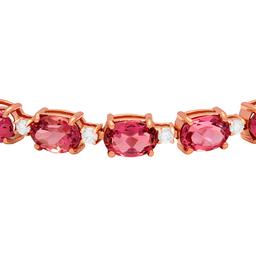 14k Rose Gold 16.50ct Pink Tourmaline 0.95ct Diamond Bracelet