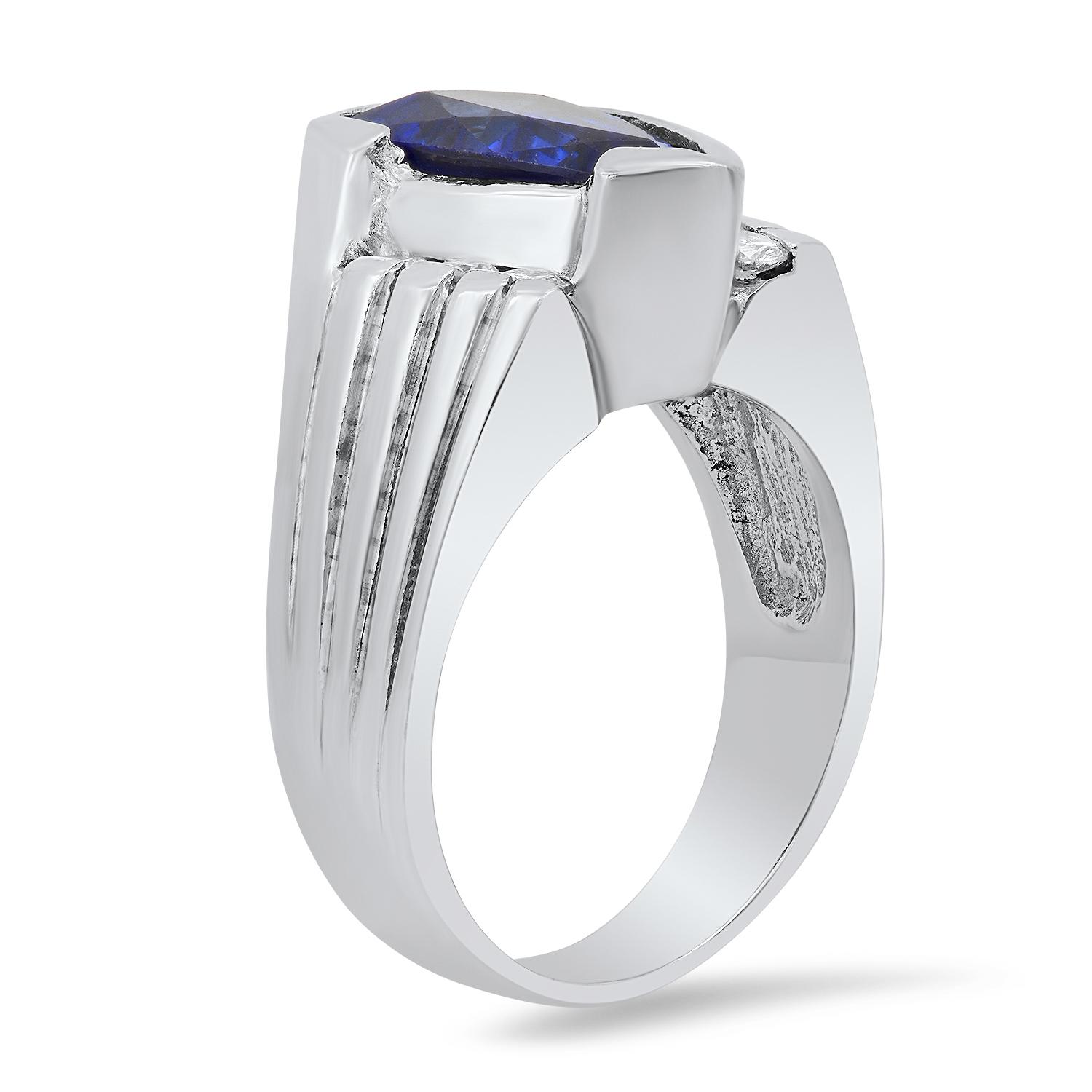 14K White Gold Setting with 3.94ct Tanzanite and 0.23ct Diamond Ladies Ring