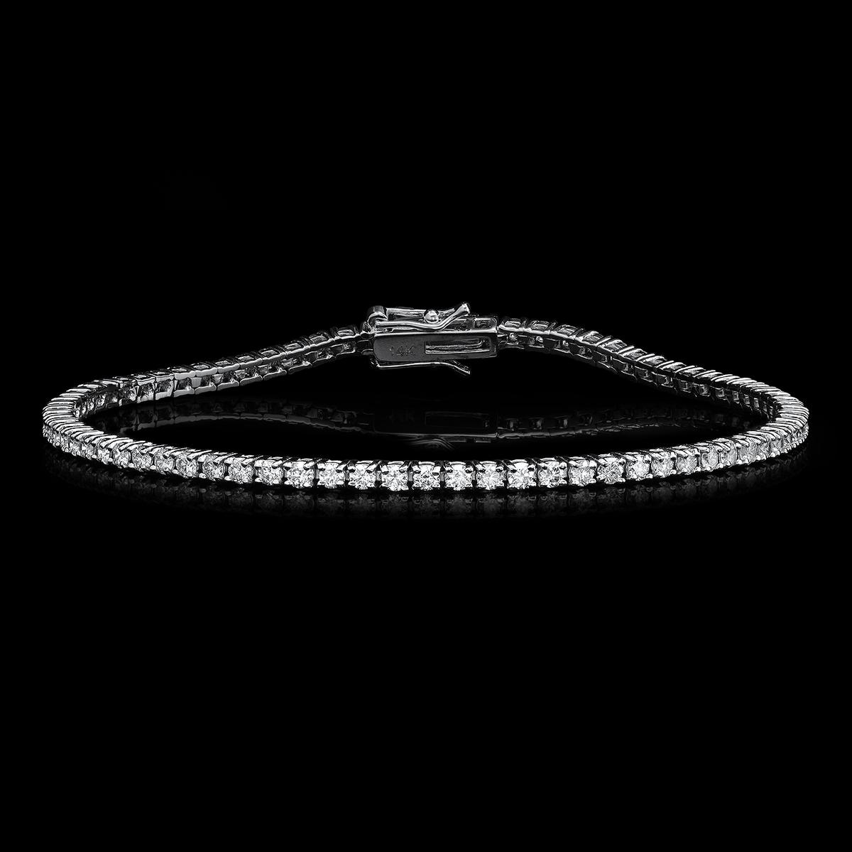 14K White Gold and 3.98ct Diamond Bracelet