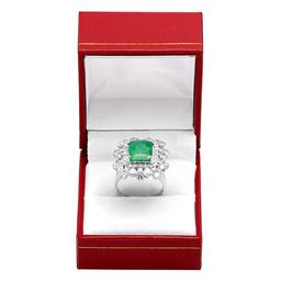 14k White Gold 2.98ct Emerald 2.83ct Diamond Ring