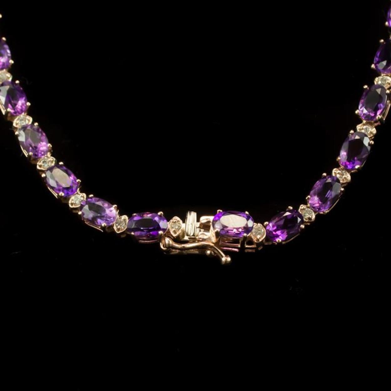 14K Gold 30.86ct Amethyst 2.52ct Diamond Necklace