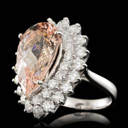 14K White Gold 7.84ct Morganite and 2.32ct Diamond Ring