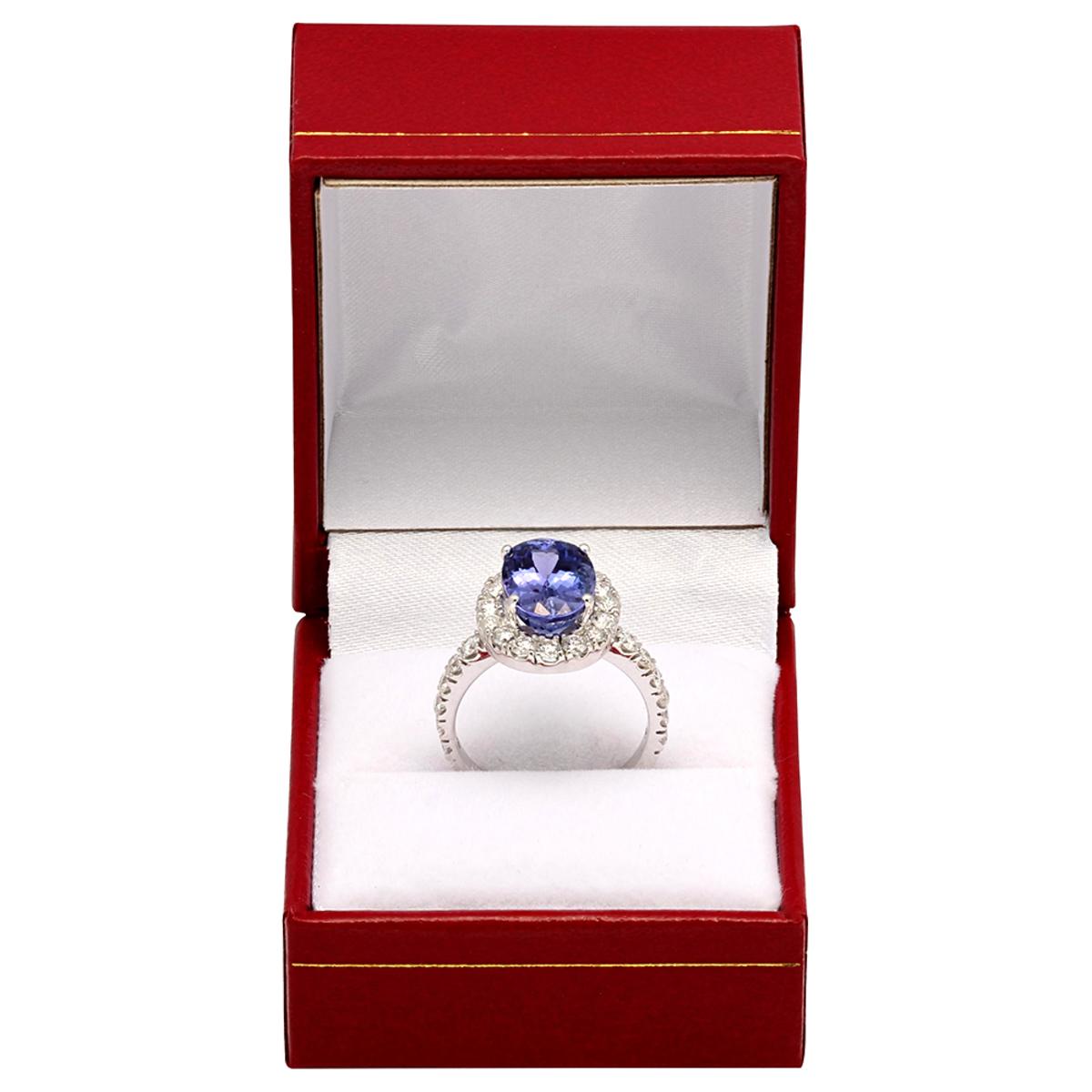 14k White Gold 4.95ct Tanzanite 1.45ct Diamond Ring