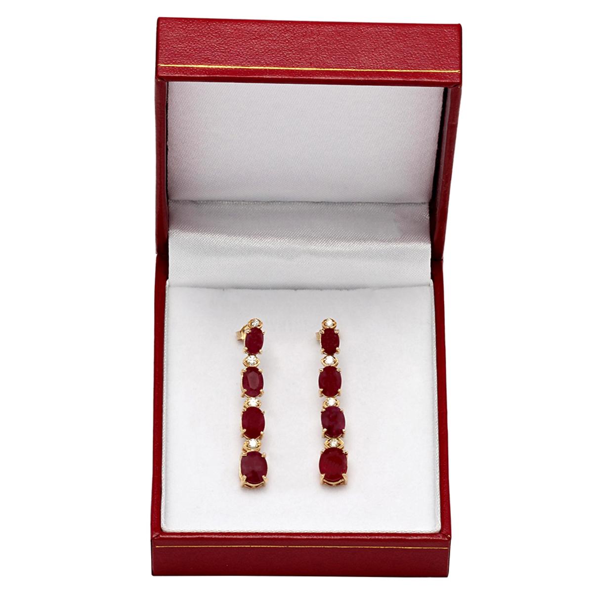 14k Yellow Gold 9.70ct Ruby 0.38ct Diamond Earrings