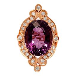 14k Rose Gold 17.84ct Amethyst 1.12ct Diamond Ring