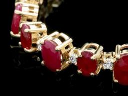 14K Gold 22.95ct Ruby 1.06ct Diamond Bracelet