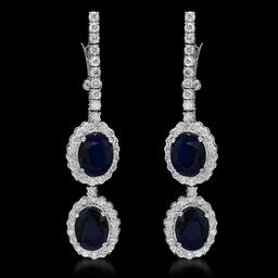 14K Gold 7.17ct Sapphire 2.00ct Diamond Earrings