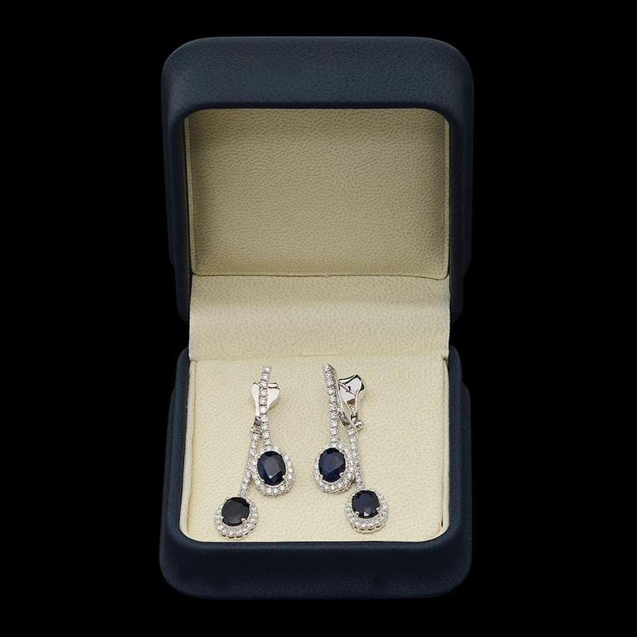 14K Gold 7.17ct Sapphire 2.00ct Diamond Earrings