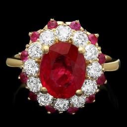 14K Yellow Gold 3.97ct Ruby and 1.14ct Diamond Ring