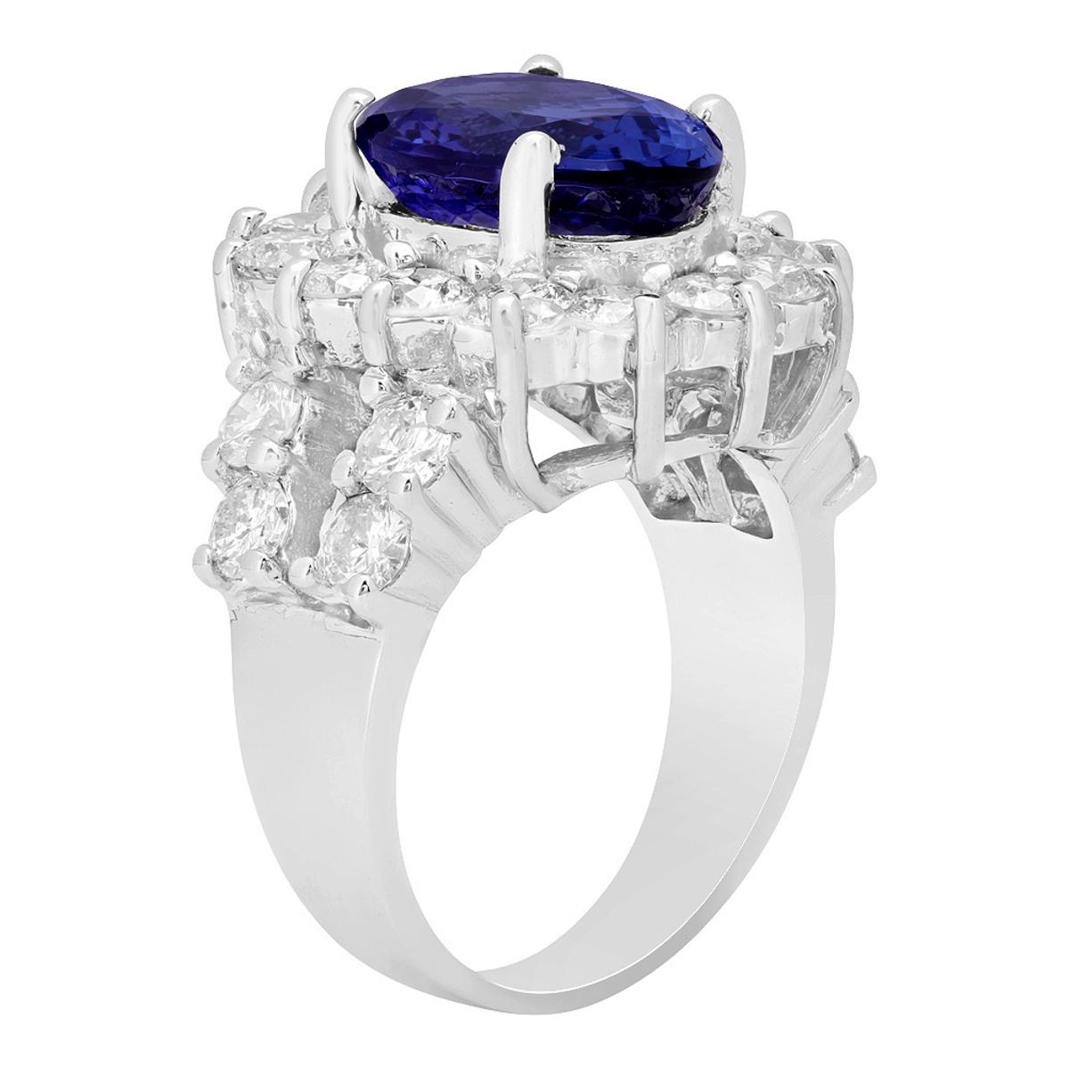 14k White Gold 5.49ct Tanzanite 3.12ct Diamond Ring