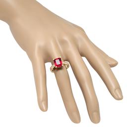 14K Yellow Gold 4.50ct Ruby and 0.30ct Diamond Ring