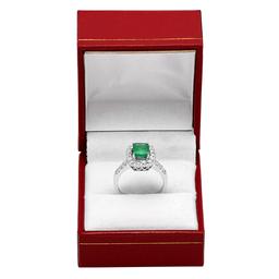 14k White Gold 1.20ct Emerald 0.87ct Diamond Ring