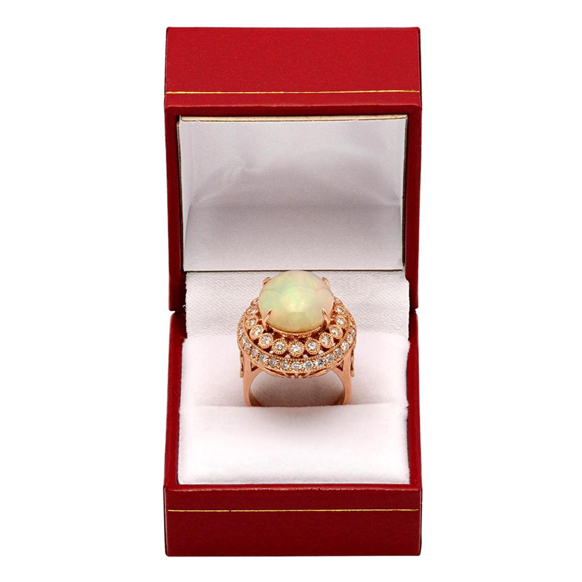 14k Rose Gold 6.62ct Opal 1.57ct Diamond Ring