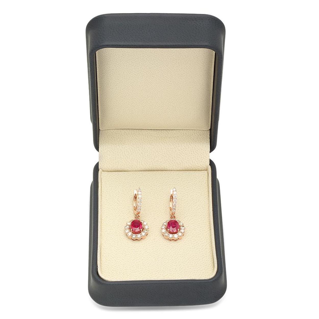 14K Gold 3.13ct Ruby 2.19cts Diamond Earrings