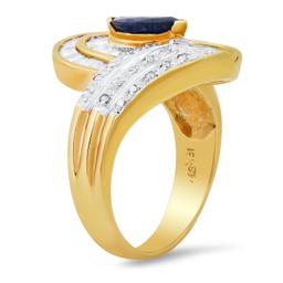 18K Yellow Gold Setting with 0.76ct Sapphire and 0.88ct Diamond Ladies Ring