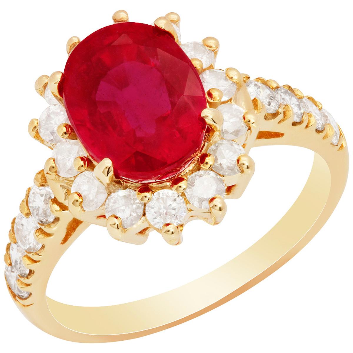 14k Yellow Gold 3.37ct Ruby 0.99ct Diamond Ring