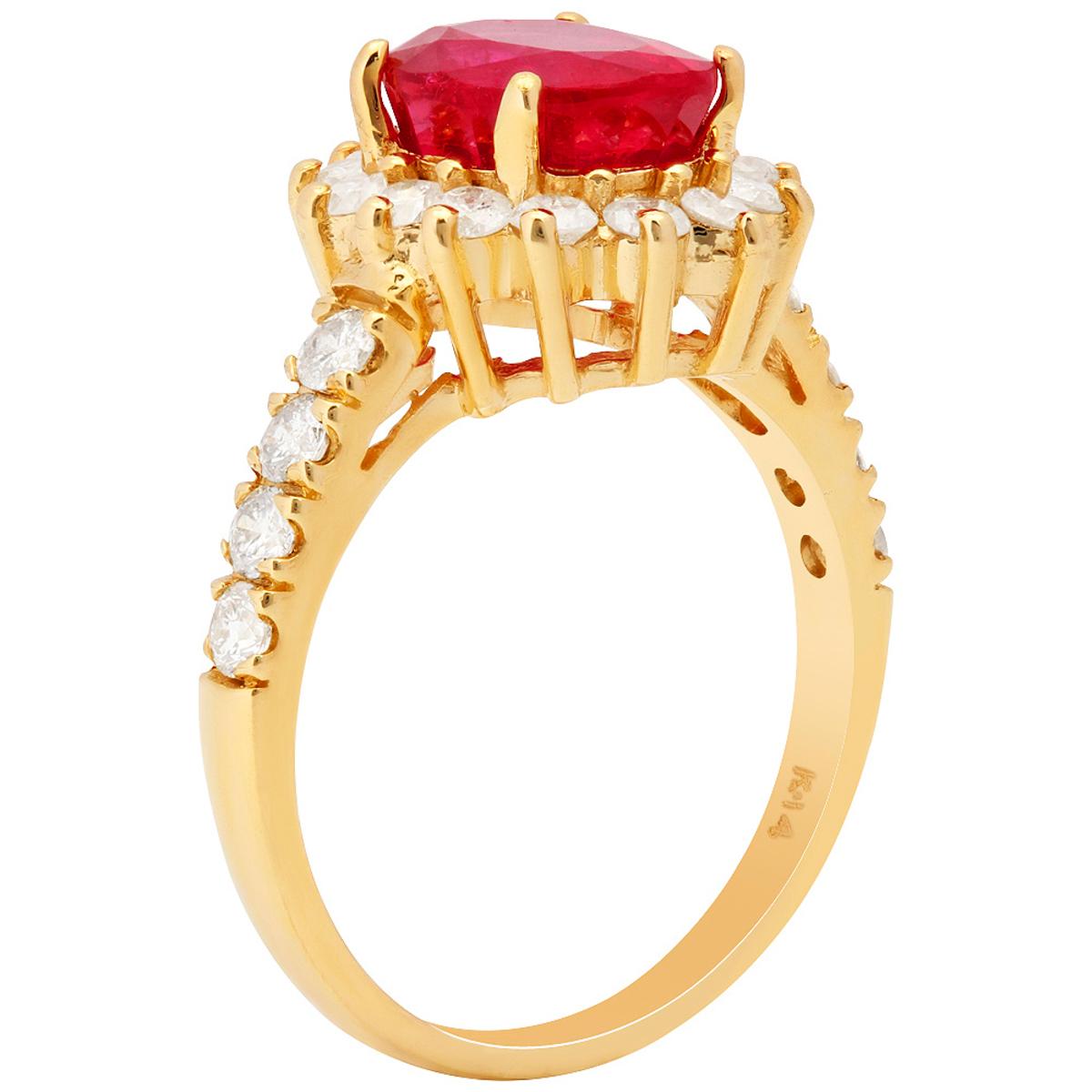 14k Yellow Gold 3.37ct Ruby 0.99ct Diamond Ring