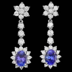 14k Gold 3.21ct Tanzanite 2.17ct Diamond Earrings