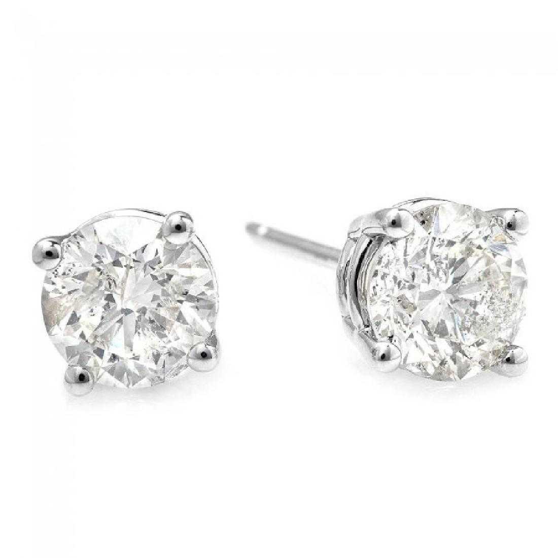 14K White Gold 1.00ct Diamond Earrings