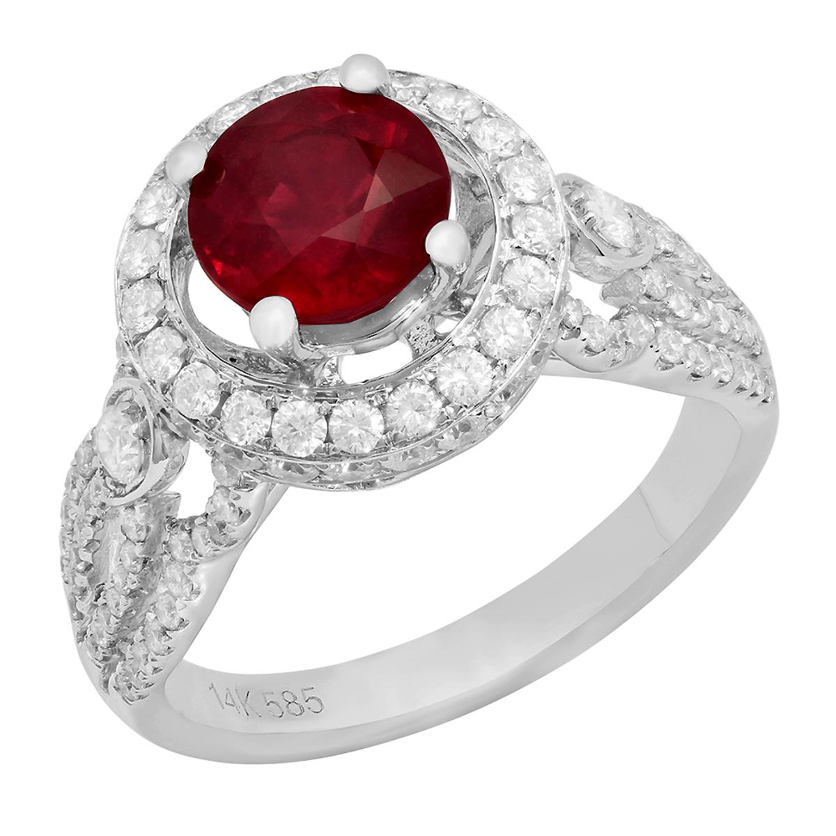 14k White Gold 1.94ct Ruby 0.97ct Diamond Ring