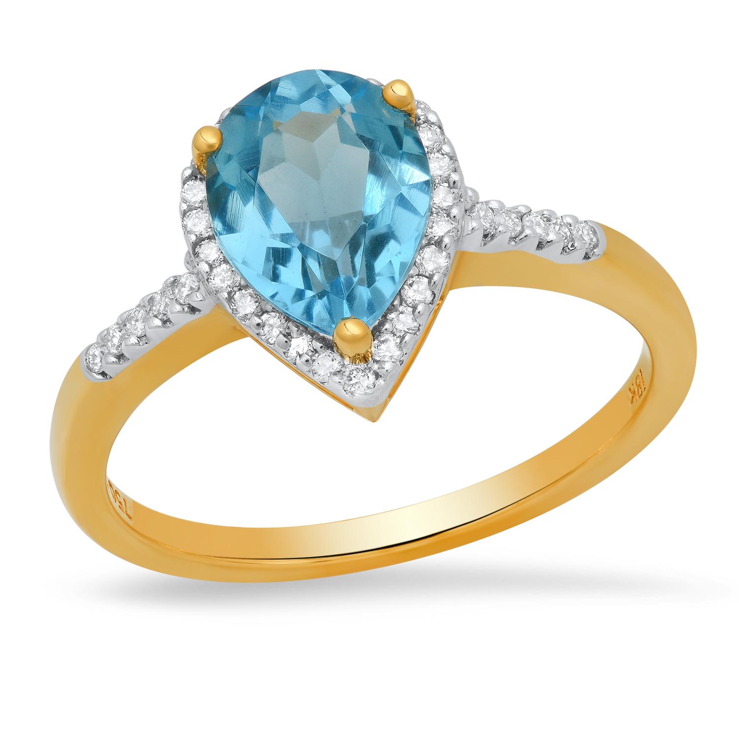 18K Yellow Gold Setting with 1.68ct Topaz and .32ct Diamond Ladies Ring