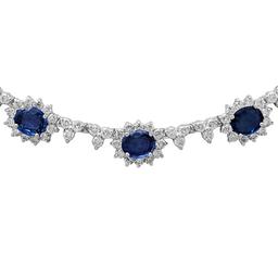 14k White Gold 7.94ct Sapphire 8.82ct Diamond Necklace