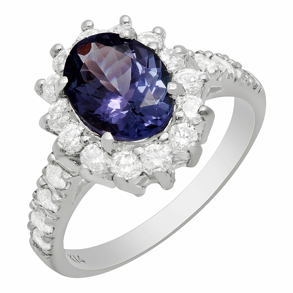 14k White Gold 1.79ct Tanzanite 0.80ct Diamond Ring