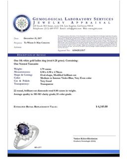 14k White Gold 1.79ct Tanzanite 0.80ct Diamond Ring