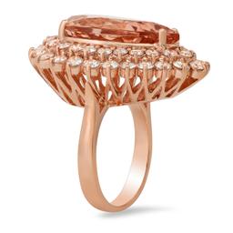 14K Rose Gold with 13.95ct Morganite and 2.36ct Diamond Ladies Ring