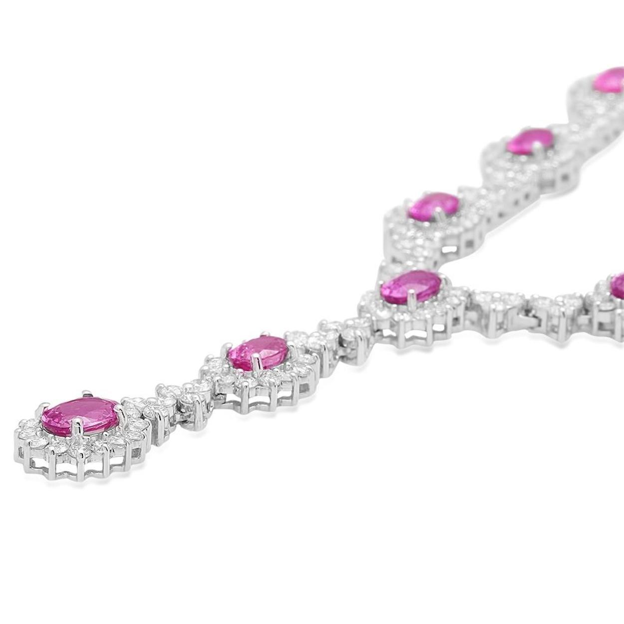 18K Gold 7.89ct Pink Sapphire 7.42ct Diamond Necklace