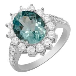 14k White Gold 2.71ct Aquamarine 1.20ct Diamond Ring