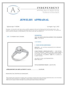 14K White Gold Setting with 0.40ct Center Diamond and 0.80tcw Diamond Ring