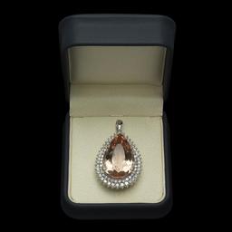 14K Gold 44.71ct Morganite 4.01ct Diamond Pendant