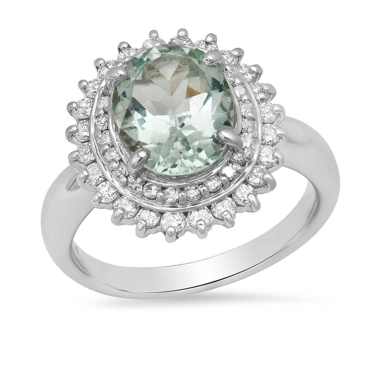 Platinum Setting with 2.66ct Aquamarine and 0.62ct Diamond Ladies Ring