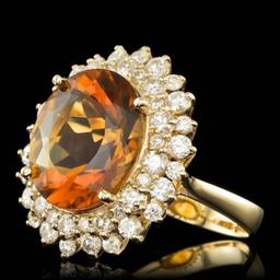 14K Yellow Gold 6.82ct Citrine and 1.77ct Diamond Ring