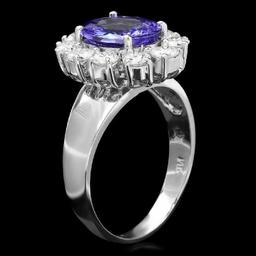 14K White Gold 2.07ct Tanzanite and 1.19ct Diamond Ring