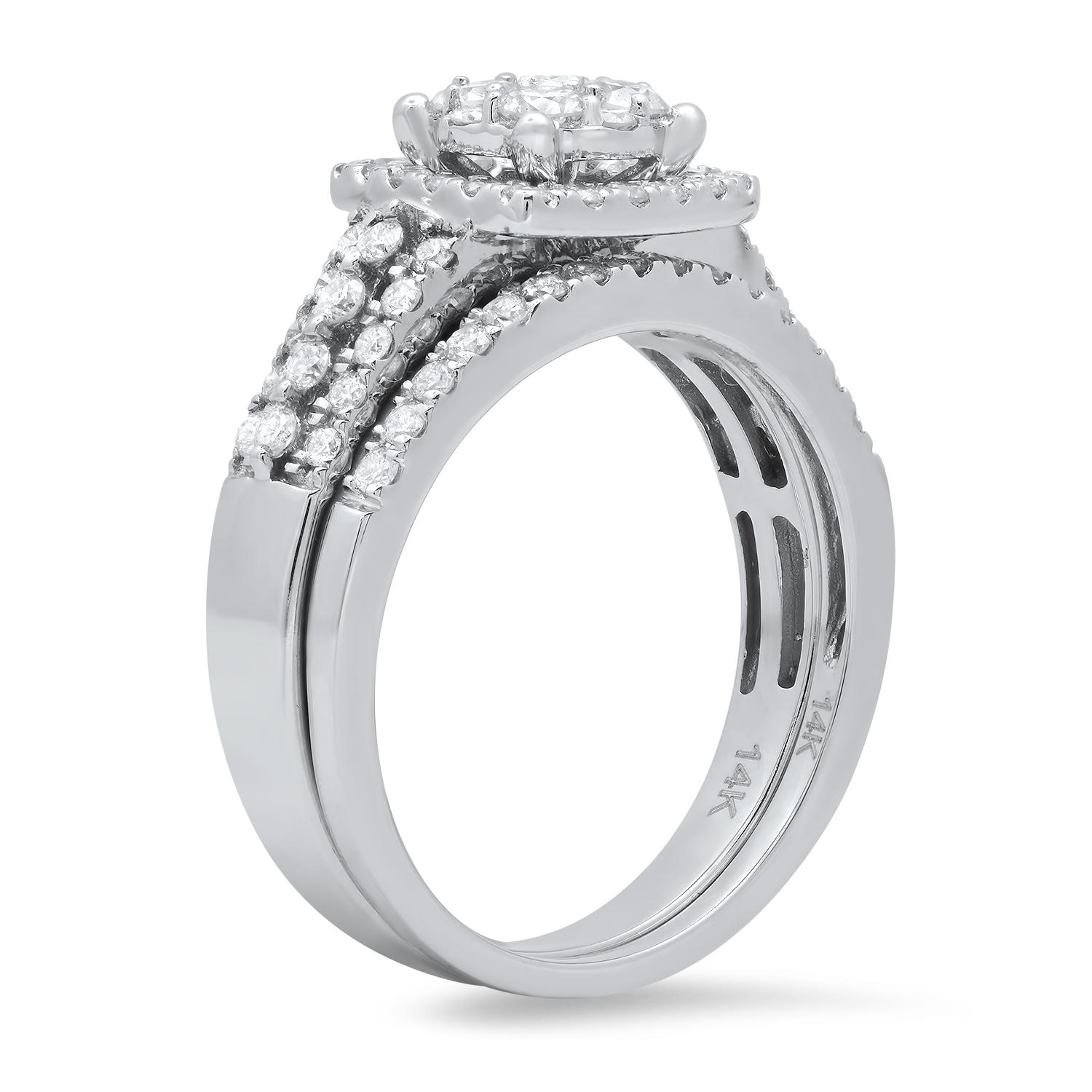 14K White Gold and 1.08ct Diamond Bridal Set