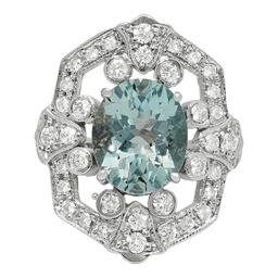 14k White Gold 3.86ct Aquamarine 1.01ct Diamond Ring