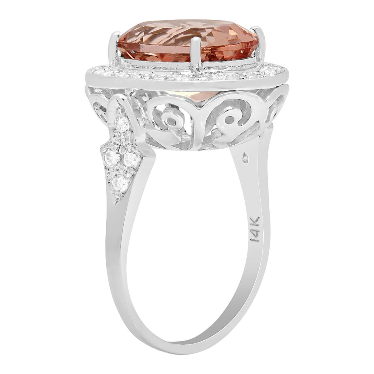 14k White Gold 5.79ct Morganite 0.55ct Diamond Ring