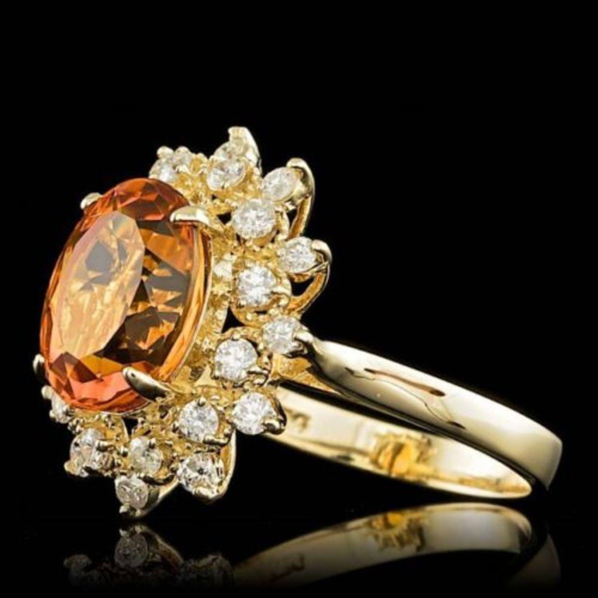 14K Yellow Gold 3.14ct Citrine and 0.64ct Diamond Ring