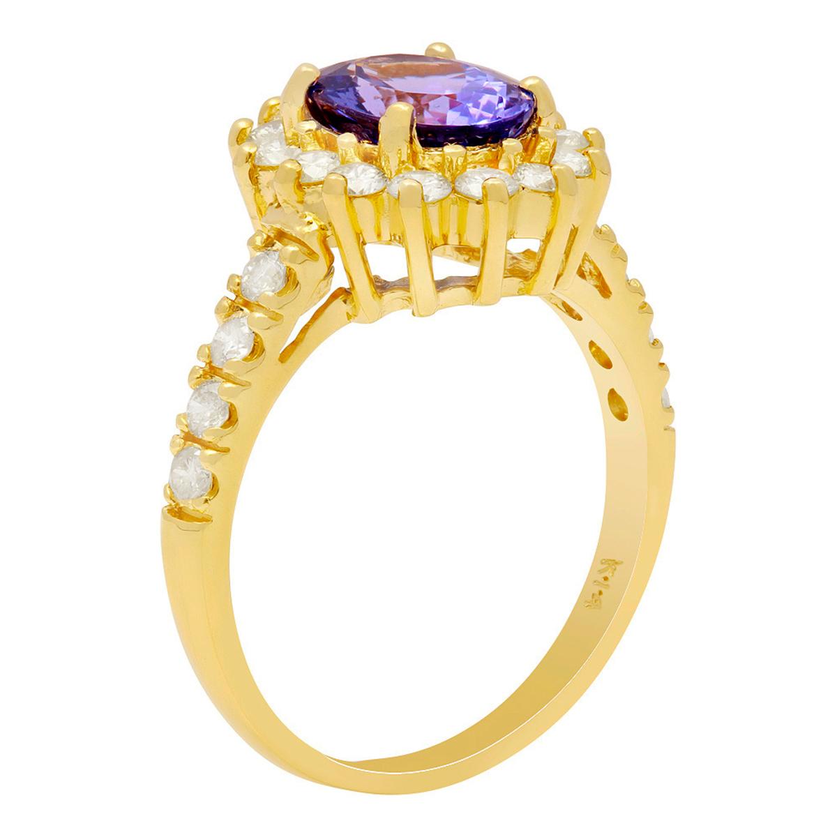 14k Yellow Gold 2.03ct Tanzanite 0.81ct Diamond Ring