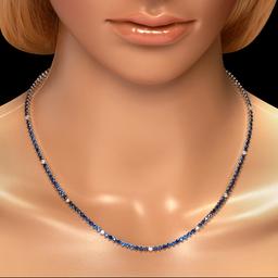 14K White Gold Sapphire & Diamond Necklace