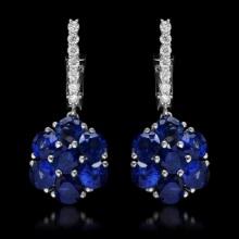 14K White Gold 5.72ct Sapphire and 0.45ct Diamond Earrings