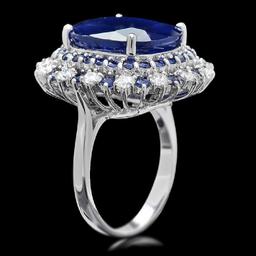 14K White Gold 16.77ct Sapphire and 0.63ct Diamond Ring