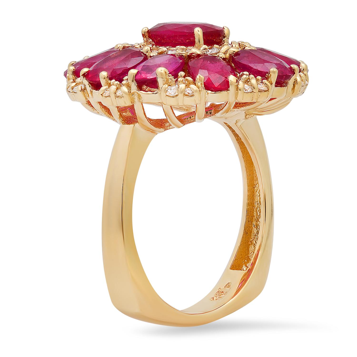 14K Yellow Gold Setting with 7.2ct Ruby and 0.68ct Diamond Ladies Ring