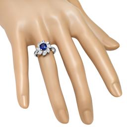 Platinum Setting 1.76ct Sapphire and 1.42ct Diamond Ring