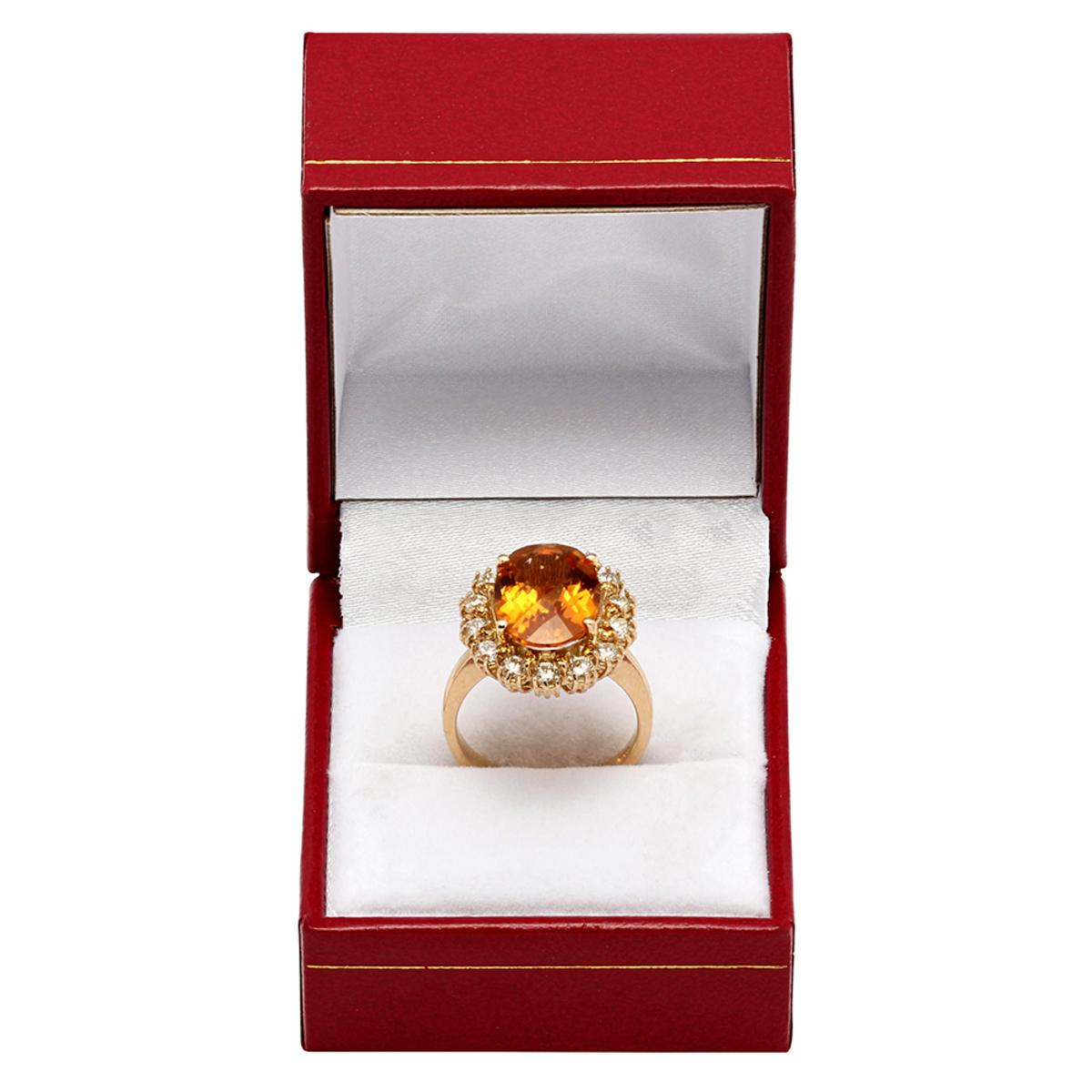 14k Yellow Gold 4.82ct Citrine 1.32ct Diamond Ring