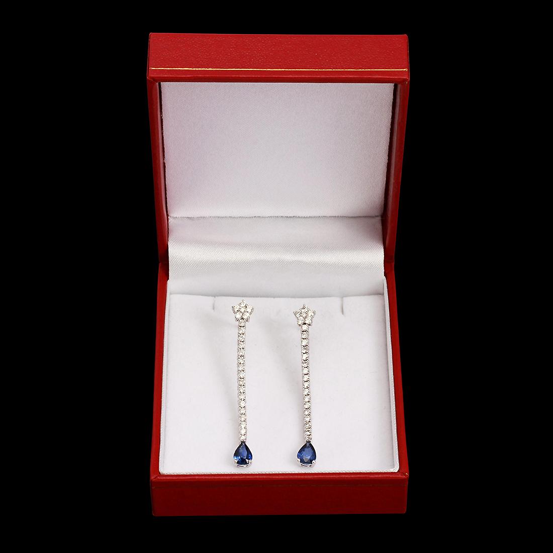 14K Gold 1.70ct Sapphire 1.15ct Diamond Earrings