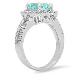 14K White Gold 1.70ct Aquamarine and 0.81ct Diamond Ring